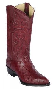 Los Altos Burgundy Genuine Full Quill Ostrich Wide Square Toe Cowboy Boots 990306