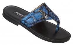 Mauri "1814" Black-Bluette Genuine Ostrich Leg / Python Sandals