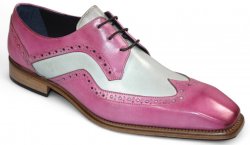 Duca Di Matiste "Saranno" Pink/Bone Genuine Italian Calf Leather Lace-Up Dress Shoes.