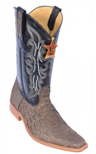 Los Altos Brown Bronze Genuine All-Over Menudo Square Toe Cowboy Boots 714507