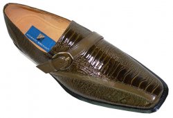 Giorgio Brutini Olive Green Ostrich Print Shoes 171685-1