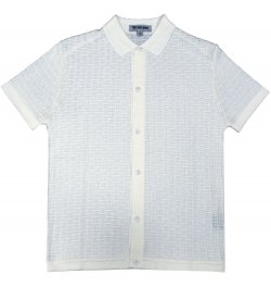 Stacy Adams Solid White Button Up Knitted Short Sleeve Shirt 8228