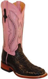Ferrini Ladies 80493-04 Black / Pink Genuine Caiman Hornback Crocodile Boots