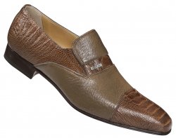 Mauri "4608" Taupe Genuine Ostrich Leg / Pecary Dressy Shoes