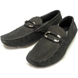 Encore By Fiesso Black Genuine Suede Leather Loafer Shoes FI3022