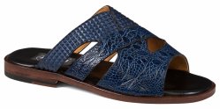 Mauri "1811" Iris Blue Genuine Calf Yakaroxy Print / Blue Fabric Sandals.