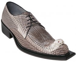Belvedere "Cobra" Natural All-Over Genuine Cobra Snake Skin Head Shoes With Rhinestone Eyes 3402