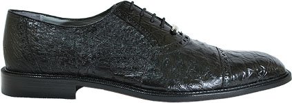 Belvedere Onesto II Black Ostrich / Crocodile Shoe - side