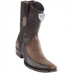 Wild West Sanded Brown Genuine Teju Lizard With Deer Dubai Toe Cowboy Boots 279BF0735