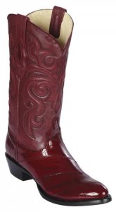 Los Altos Burgundy Genuine Eel Skin Round Toe Cowboy Boots 650806