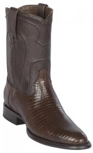 Los Altos Brown Genuine Lizard Skin Round Roper Toe Cowboy Boots 690707