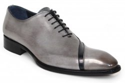 Duca Di Matiste "Torre" Grey/Black Genuine Italian Calf Leather Lace-Up Dress Shoes.