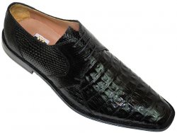 David Eden "Lancaster" Black Genuine Hornback Crocodile/Lizard Shoes