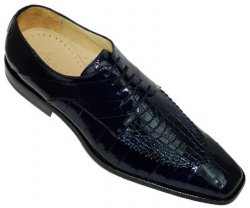 Belvedere "Luigi" Navy Blue Crocodile/Eel Shoes