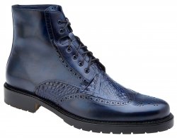 Belvedere "Vito" Antique Navy Genuine Alligator / Antique Italian Leather With Rubber Sole Boots G14
