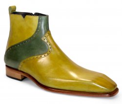 Duca Di Matiste "Pedaso" Olive/Green Genuine Italian Calf Leather Ankle Boots.