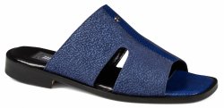 Mauri "1549/3" Black-Blue Genuine Stingray / Wonder Blue Patent Leather Sandals.