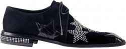 Mauri "Nightsky" 2184 Black Genuine Baby Crocodile / Suede Shoes With Rhinestones