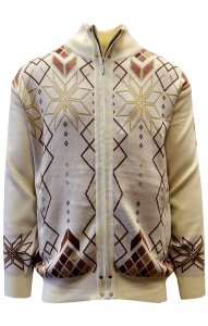 Silversilk Cream / Cognac / Copper / Beige Geometric Design Zip-Up Sweater 5234