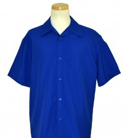 Pronti Royal Blue Micro Polyester Short Sleeve Shirt S2472
