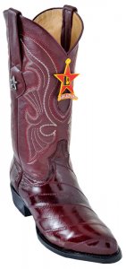 Los Altos Burgundy Genuine All-Over Eel Skin Medium R-Toe Cowboy Boots 600806