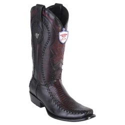 Wild WestBlack Cherry Genuine Lizard Dubai Toe Cowboy Boots 279F0718