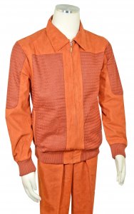 Bagazio Rust Microsuede / Sweater Zip-Up Bomber Jacket Outfit BM1985