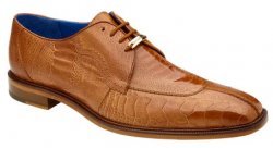 Belvedere "Siena" Burned Amber All-Over Genuine Ostrich Shoes 1463.