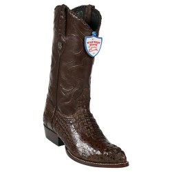 Wild West Brown Genuine Caiman Hornback J Toe Cowboy Boots 2990207