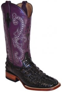 Ferrini Ladies 90493-04 Black / Purple Caiman Hornback Crocodile Print Boots