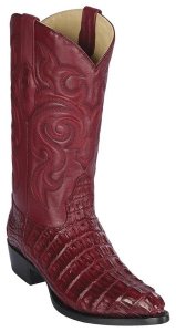 Los Altos Burgundy Genuine Caiman Tail Snip Toe Cowboy Boots 990106