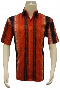 Pronti Red / Black / White Faded Greek Design Short Sleeve Shirt S6547