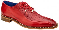 Belvedere "Gabriele" Antique Cherry Genuine Crocodile / Italian Calfskin Lace-up Shoes B04.