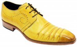 Duca Di Matiste "Pesaro" Yellow Genuine Calfskin Leather Lace-Up Dress Shoes.