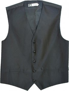 Antonio Ricci Satin Solid Black Vest
