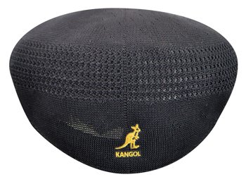 black kangol cap with a golden logo