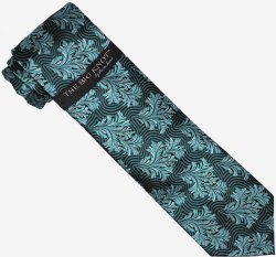Steven Land Collection "Big Knot" SL022 Turquoise / Blue / Black Paisley Design 100% Woven Silk Necktie/Hanky Set