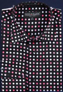 Daniel Ellissa Black / Fuchsia Dotted Fancy 100% Cotton Shirt With Button Cuff FC7007