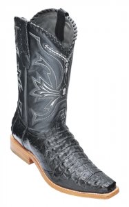 Los Altos Black All-Over Genuine Smooth Crocodile Square Toe Cowboy Boots 711705