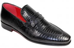 Fennix Italy "Jacob" Black Genuine Alligator / Lizard Loafers Shoes..