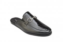 Belvedere "Ray" Black Genuine Ostrich / Italian Calf Half Shoes 4002.
