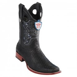 Wild West Black Genuine Python Square Toe Cowboy Boots 2818G5705