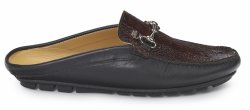 Mauri Ladies "Dora Baltea" 3424/1 Dark Brown Genuine Nappa / Ostrich Leg Half Shoes.