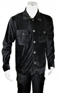 Stacy Adams Black Pinstripe Cotton Blend Button Up Corduroy Outfit 2070