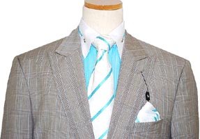 Steve Harvey classic collection turquoise plaid super 120's merino wool suit