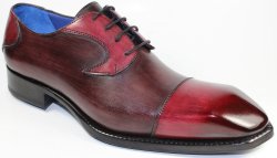 Emilio Franco "Pietro" Antique Red / Wine Burnished Calfskin Lace-up Cap Toe Shoes.