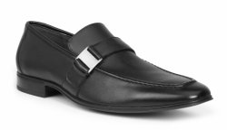 Giorgio Brutini "Santos" Black Genuine Leather With Metal Bracelet Loafer Slip-on Shoes