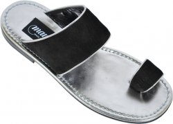 Mauri "1499" Metallic Silver Grey / Mauri Embossed Suede Sandals