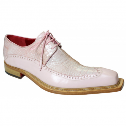 Fennix Italy "Finley " Pink Genuine Alligator / Calf-Skin Leather Wing-Tip Oxford Shoes.