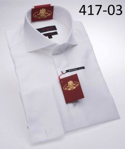 Axxess White Modern Fit 100% Cotton Dress Shirt 417-03